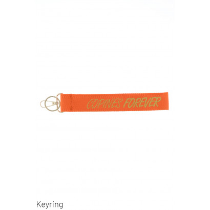KEYRING WITH MESSAGE ON WEBBING: COPINES FOREVER