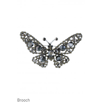 BROOCH WITH BUTTERFLY AND FACETED STONE