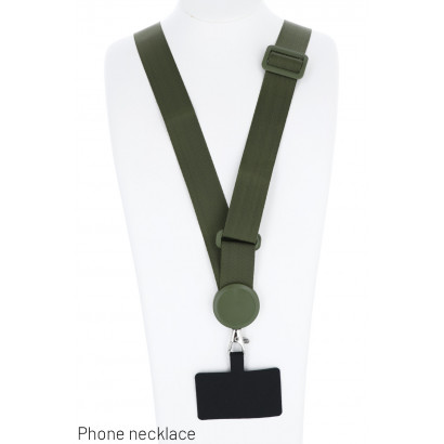 PHONE NECKLACE WITH THICK ADJUSTABLE NYLON WEBBING