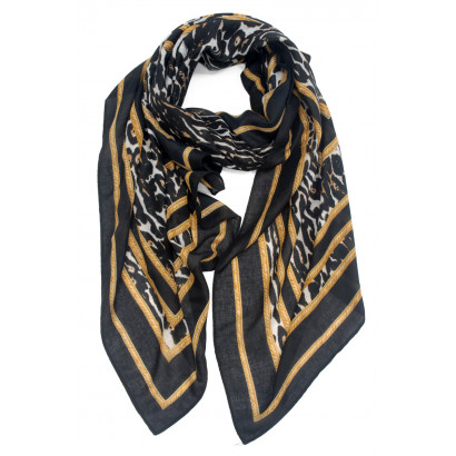 SCARF WITH ANIMAL PRINTED WITH STRIPES