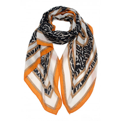 SCARF WITH ANIMAL PRINTED WITH STRIPES