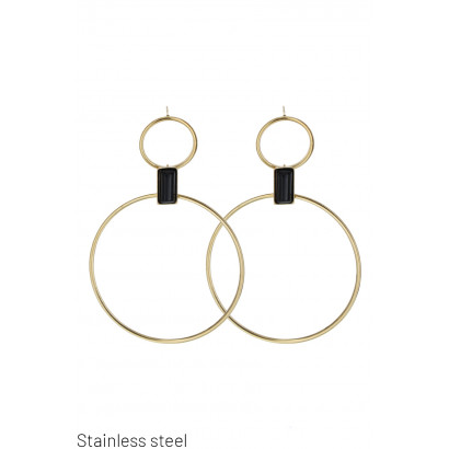 STEEL EARRINGS ROUND SHAPE WITH STONES