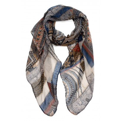 SCARF WITH PATCHWORK PRINT