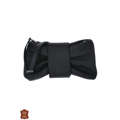LIZY LEATHER POUCH SOLID COLOR TIE KNOT SHAPE
