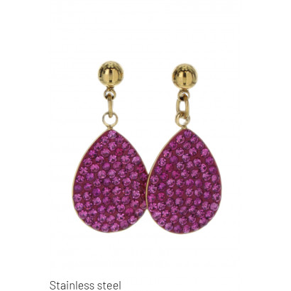 STEEL EARRING DROP SHAPE WITH RHINESTONES