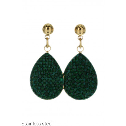 STEEL EARRING DROP SHAPE WITH RHINESTONES