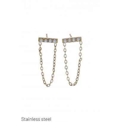 STEEL EARRING  PEARLS AND...
