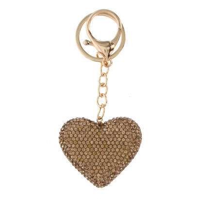 KEYRING WITH HEART SHAPE WITH RHINESTONES