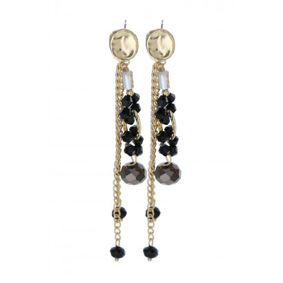 EARRING WITH CHAIN AND MULTI BEADS