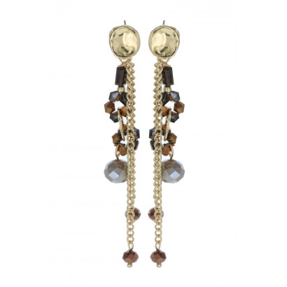 EARRING WITH CHAIN AND MULTI BEADS