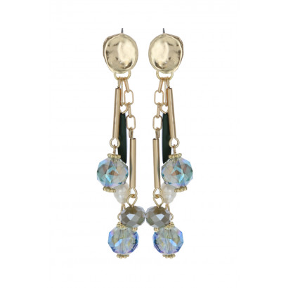 EARRINGS WITH METAL BAR AND PEARLS
