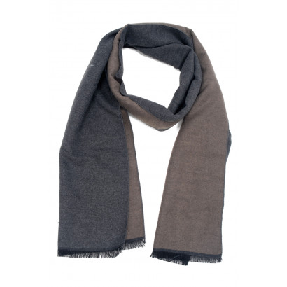 WOVEN WINTER SCARF TWO-TONE WITH FRINGES