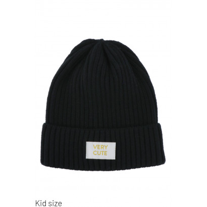 KIDS KNITTED HAT WITH TURN UP, MESSAGE: VERY CUTE