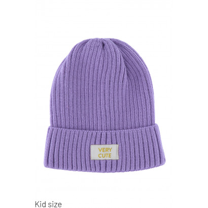 KIDS KNITTED HAT WITH TURN UP, MESSAGE: VERY CUTE