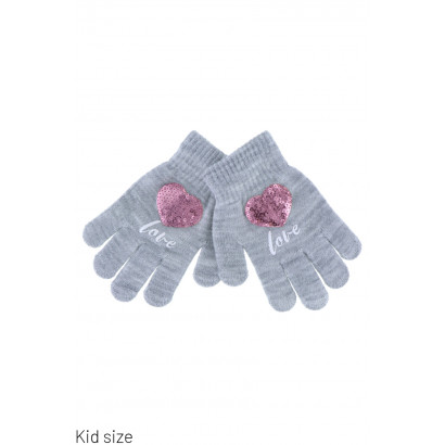 GANTS ENFANT TRICOTES AVEC COEURS PAILLETTES