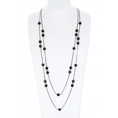 2 ROWS NECKLACE WITH METAL BALLS