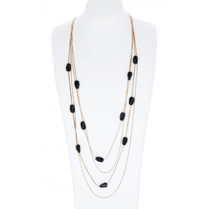 MULTI ROWS NECKLACE WITH FACETED BEADS RECTANGULAR