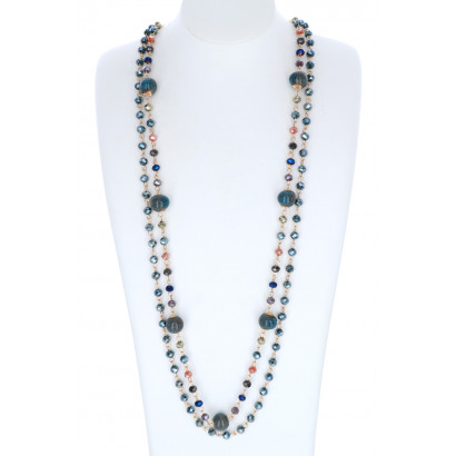 COLLIER A 2 RANGEES, MULTI PERLES AND PIERRES