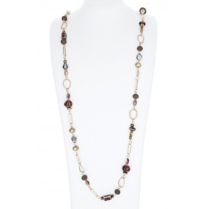 LONG NECKLACE WITH MULTI STONES & BEADS