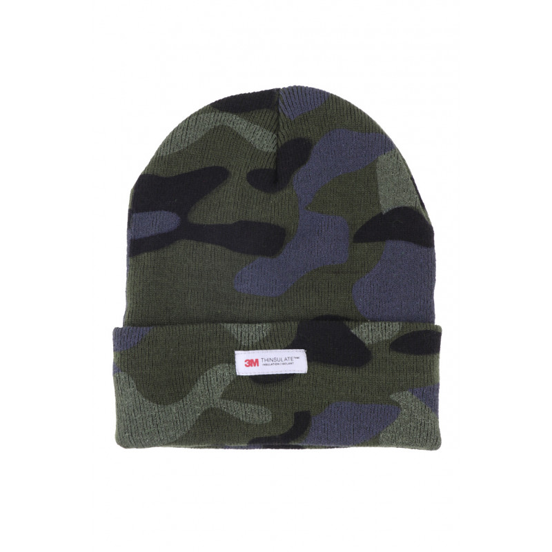 KNITTED HAT ARMY PRINT WITH LAPELS