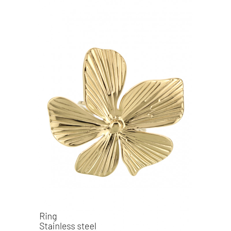 RING STAINLESS STEEL WITH FLOWERS