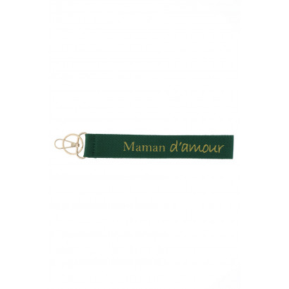 KEYRING WITH MESSAGE ON WEBBING: MAMAN D'AMOUR