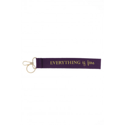 KEYRING WITH MESSAGE ON WEBBING: EVERYTHING IS FIN