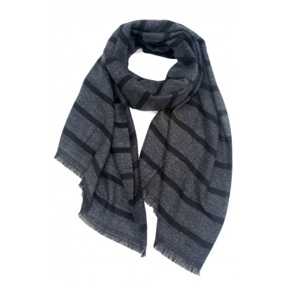 MAN WINTER SCARF WITH LINES AND FRINGES