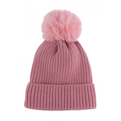 GORRO  DE PUNTO PARA NIÑO CON POMPONES Y LUREX