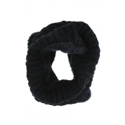 KIDS KNITTED SNOOD WITH FUR IMITATION