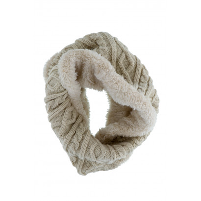 KIDS KNITTED SNOOD WITH FUR IMITATION