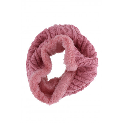 KIDS KNITTED SNOOD WITH FUR IMITATION