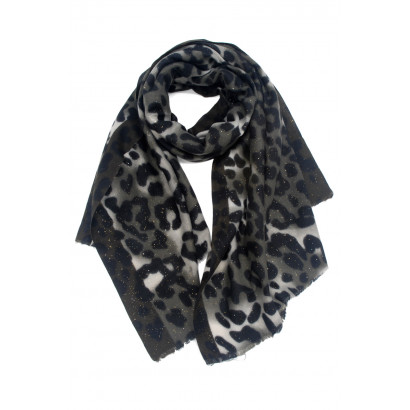 WOVEN WINTER SCARF ANIMAL PRINT AND GLITTERS