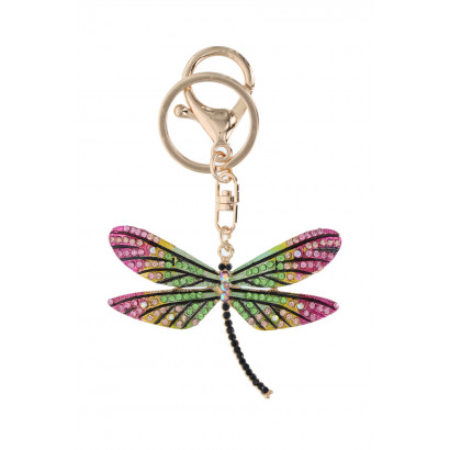 KEYRING WITH DRAGONFLY SHAPE AND RHINESTONES