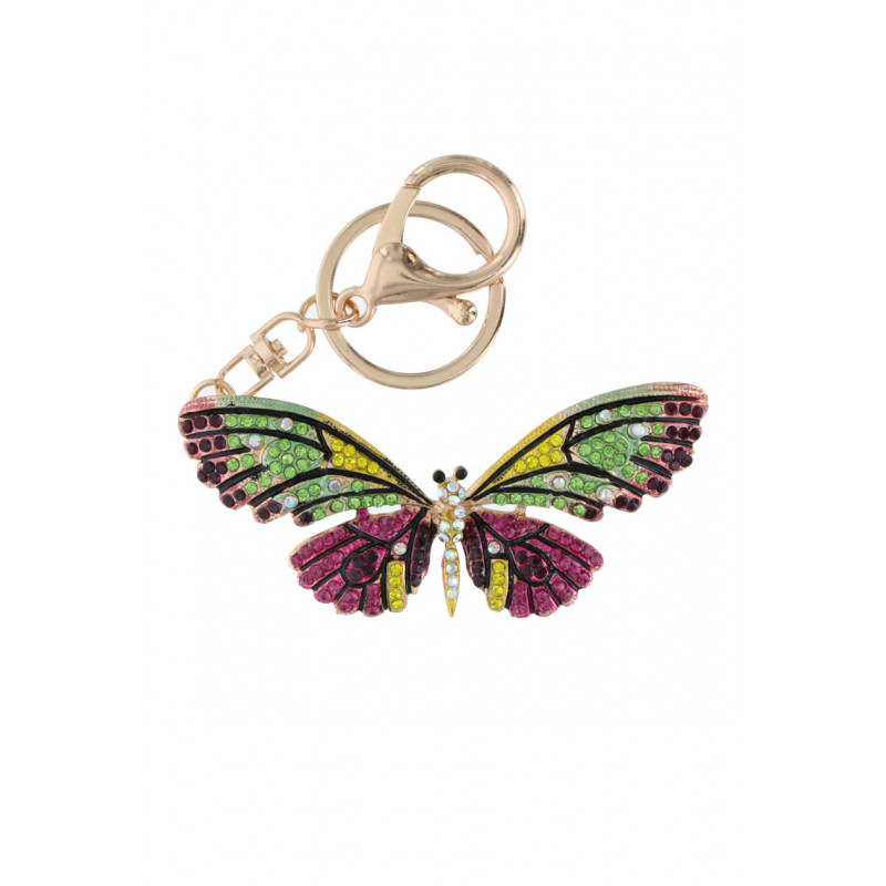 KEYRING WITH BUTTERFLY SHAPE AND RHINESTONES