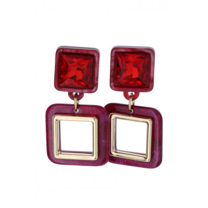 EARRINGS GEOMETRIC SHAPE PENDANT & STRASS