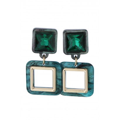 EARRINGS GEOMETRIC SHAPE PENDANT & STRASS