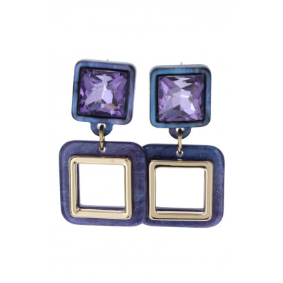 EARRINGS GEOMETRIC SHAPE PENDANT & STRASS