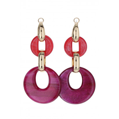 EARRINGS ROUND SHAPE, METAL AND RESIN