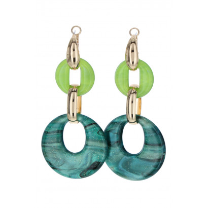 EARRINGS ROUND SHAPE, METAL AND RESIN