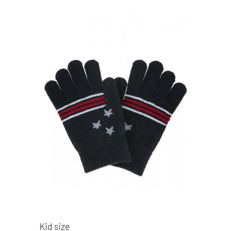 KIDS KNITTED GLOVES WITH STRIPES AND STARS