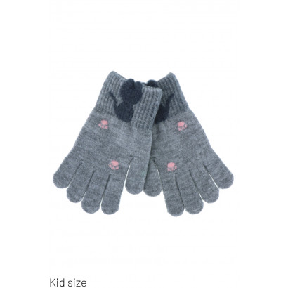 KIDS KNITTED GLOVES WITH CATS & PAW MARKS