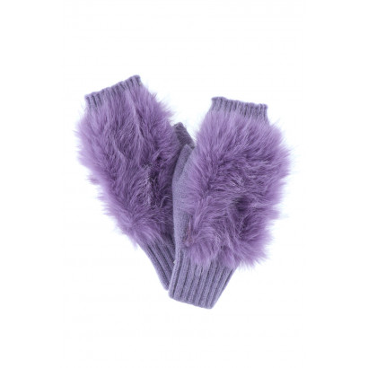 KNITTED MITTENS WITH FAKE FUR