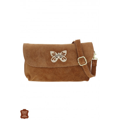 EVA, SUEDE SADDLE BAG, FLAP, LOCK WITH BUTTERFLY