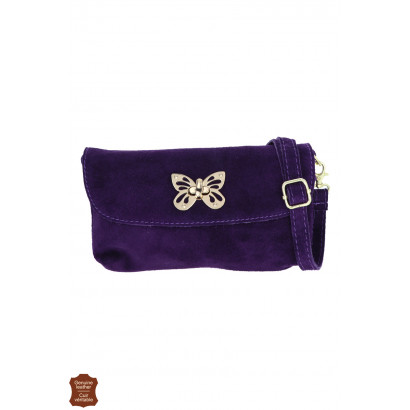 EVA, SUEDE SADDLE BAG, FLAP, LOCK WITH BUTTERFLY