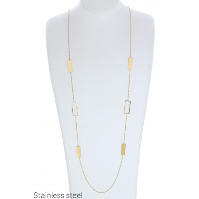 STEEL NECKLACE LONG WITH RECTANGULAR PENDANT