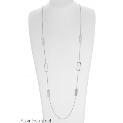 STEEL NECKLACE LONG WITH RECTANGULAR PENDANT