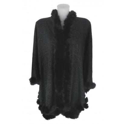 CAPE SOLID COLOR WITH FAKE FUR AND CAP