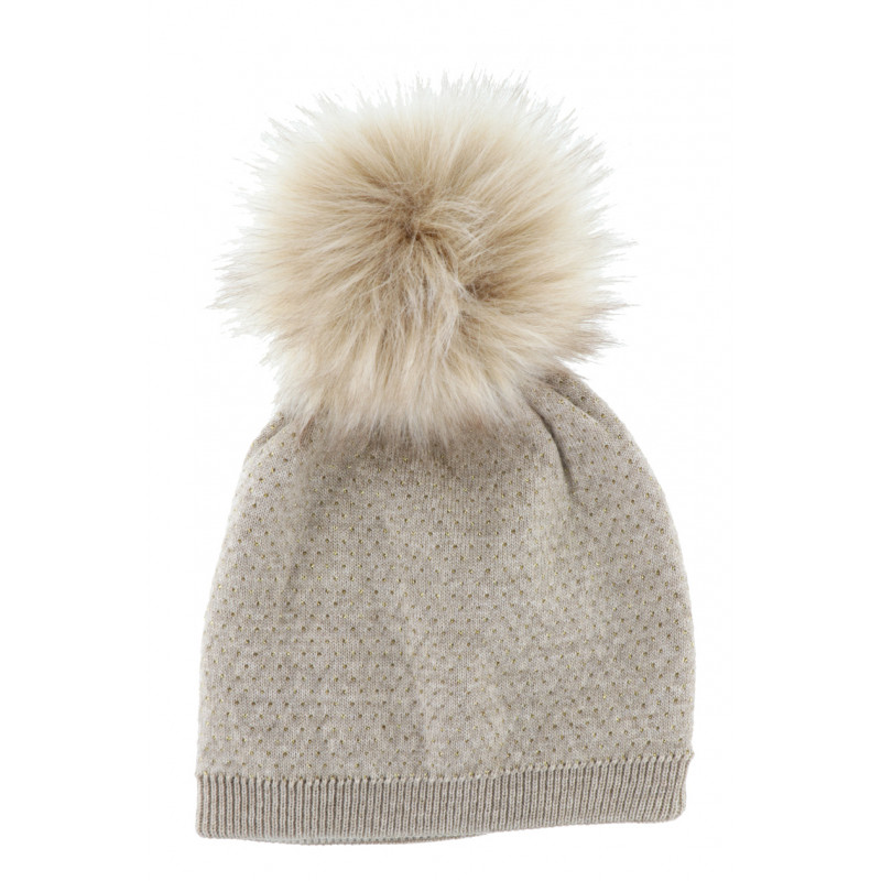 KNITTED HAT WITH  LUREX AND POMPOM