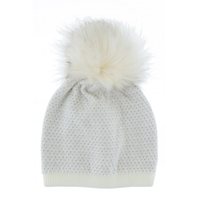 KNITTED HAT WITH  LUREX AND POMPOM